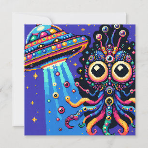 UFO och Alien Pixel Art