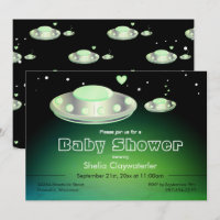 UFO och kort för baby shower för babyUFO-grönt |