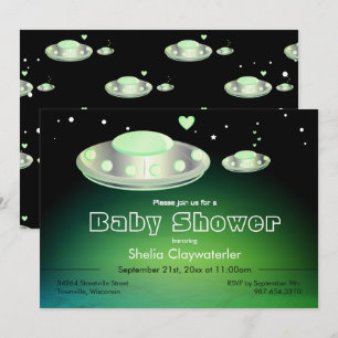 UFO och kort för baby shower för babyUFO-grönt  