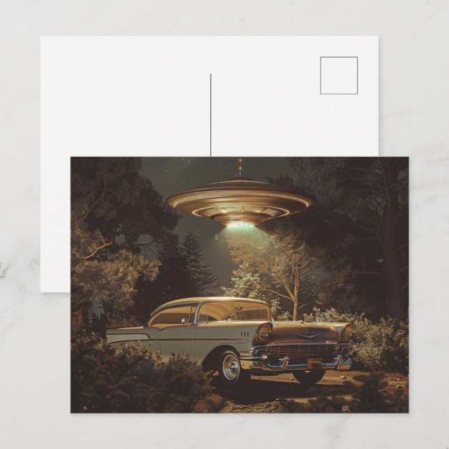 UFO och Stanley's 1956 BelAir Vykort (Fram/baksida)