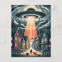 UFO-ontförande natt gatubild
