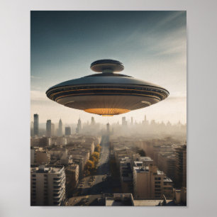 UFO over City Poster