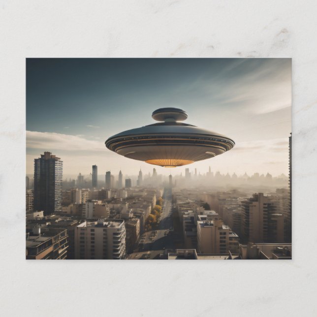UFO over City Vykort (Framsida)