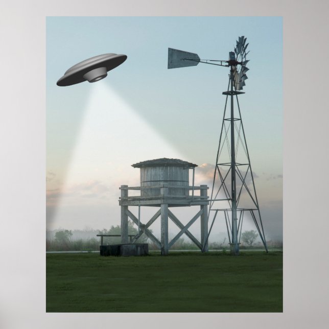 UFO Över en landsbygd Poster (Framsidan)