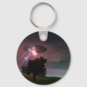 UFO över kraftledningar 2 Keychain Nyckelring