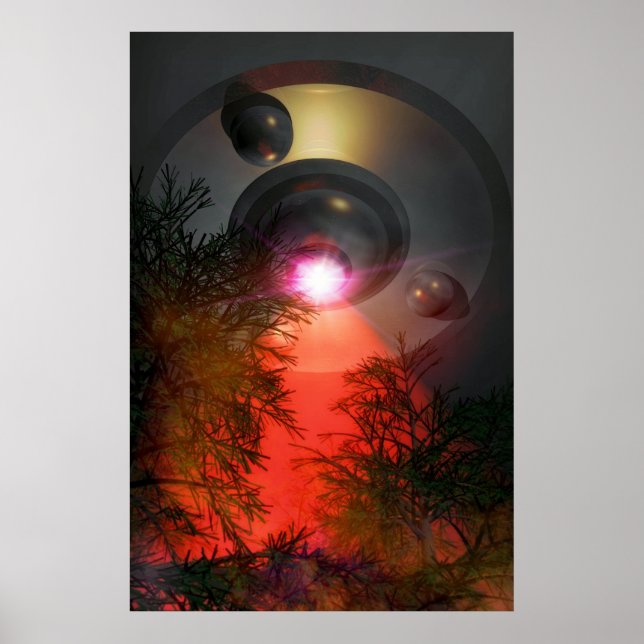 UFO över skog Poster (Framsidan)