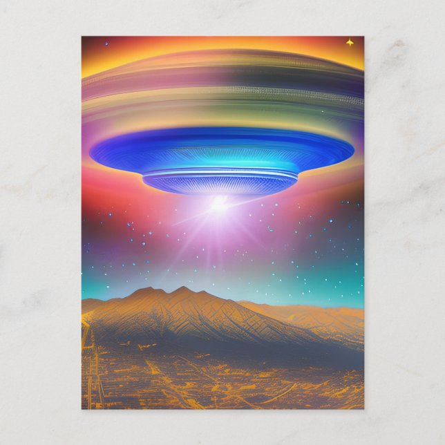 UFO över Valley vid Natthöghastighetsfoto Colo Vykort (Framsida)