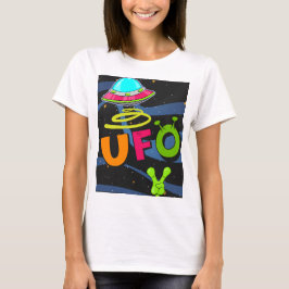 Ufo på rymden säger hej t shirt