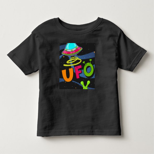 Ufo på rymden säger hej t shirt (Framsida)