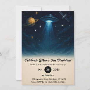 UFO-påträffande på födelsedagen i Starry Space Inbjudningar