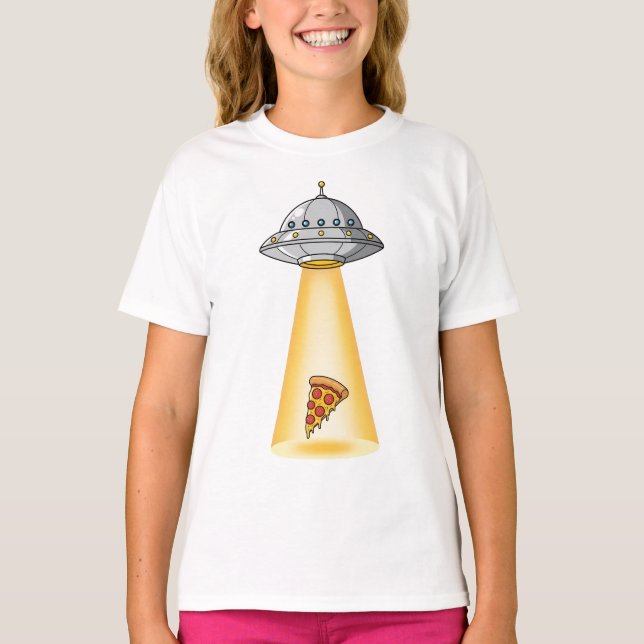 UFO Pizza Bortförande Barn T Shirt (Framsida)