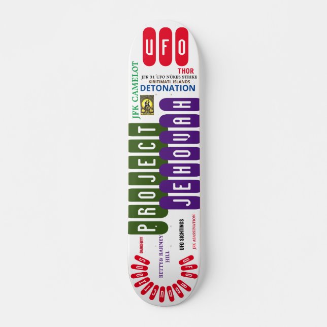 UFO PROJECT JEHOVAH Skateboard, 7¾ tum Deck Mini Skateboard Bräda 18,5 Cm (Framsida)