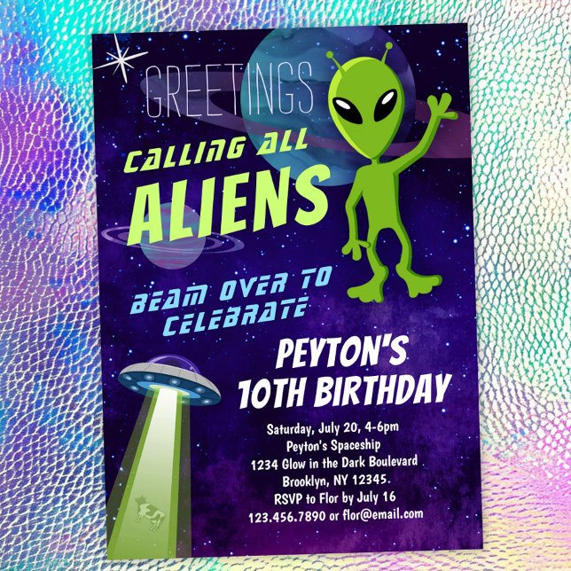 UFO:s inbjudan till födelsedagen i Party i utlande (Skapare uppladdad)