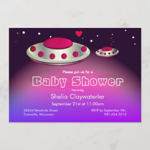 UFO:s och Baby UFO:s Magenta Lila Babyskor Inbjudningar