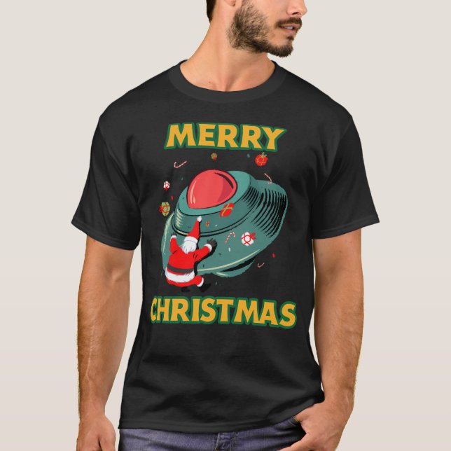 Ufo Santa Crazy Santa Vild Santa Funny Santa Chris T Shirt (Framsida)