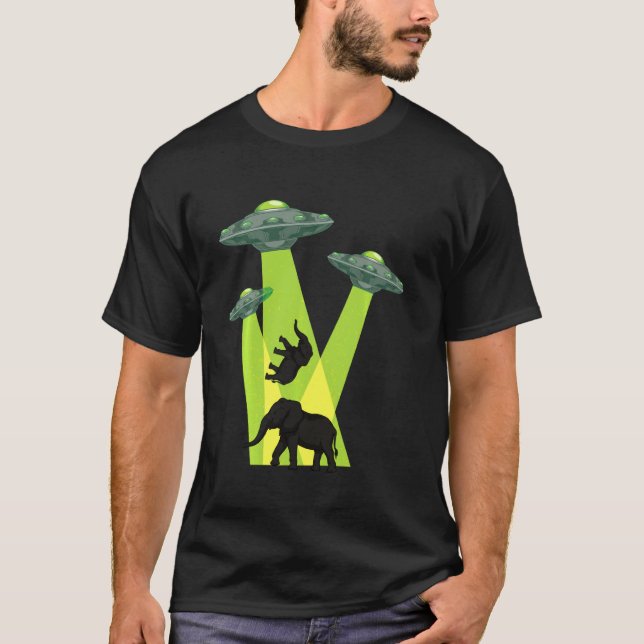 Ufo Sci Fi Alien Believer Elephant Abduction Anima T Shirt (Framsida)