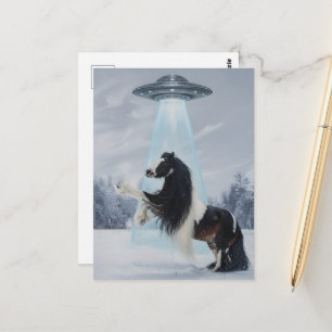 UFO som hämtar en Gypsy Vanner-häst Vykort