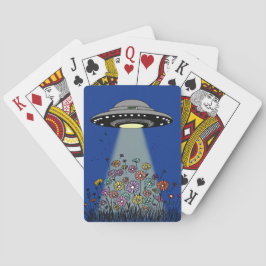 UFO som strålar upp blommor Casinokort
