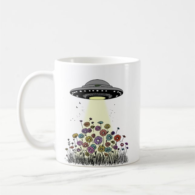 UFO som suger upp blommor Kaffemugg (Vänster)