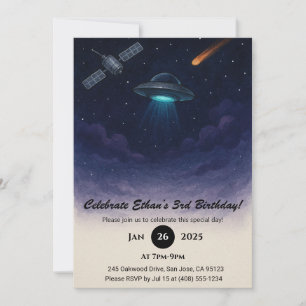 UFO Space Birthday Inbjudningar