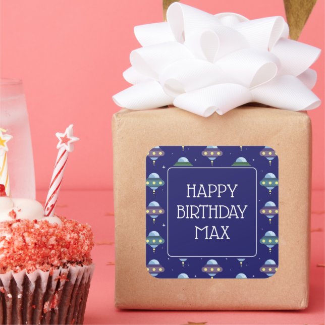 UFO Space-Födelsedagsfest Fyrkantigt Klistermärke (Fest)