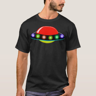 Ufo Spacecraft Multi Färg Ljus Sci-Fi Mönster T Shirt