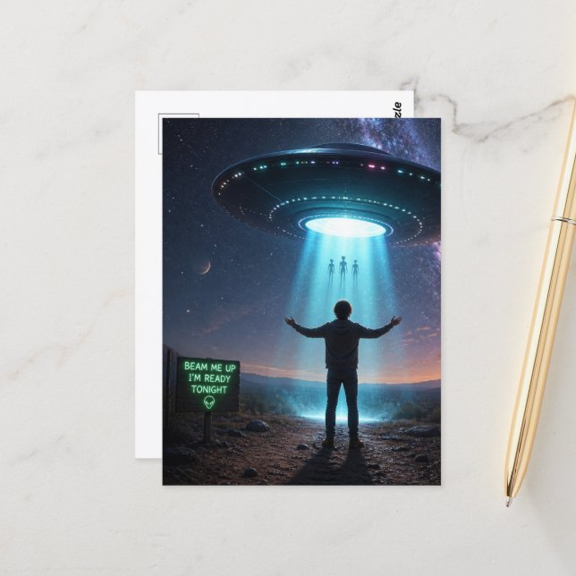UFO Stråla Upp Mig  Vykort (Fram/Back In Situ)