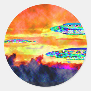 UFO Sunrise Runt Klistermärke