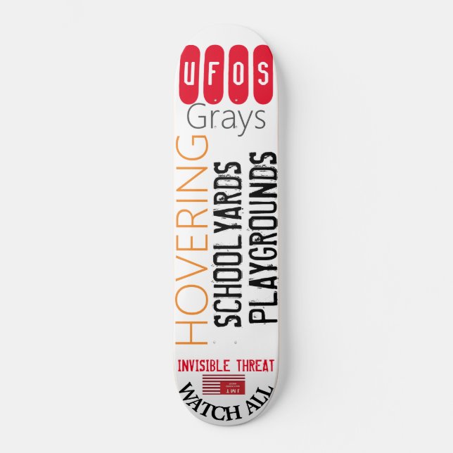 UFO SVÄVAR GRÅA Skateboard (Framsida)