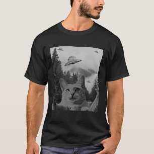 UFO Synghting Cat Selfie Alien Conspiracy Sci Fi L T Shirt