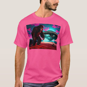 Ufo tappar Bigfoot Av - Retro Cryptid Art T Shirt