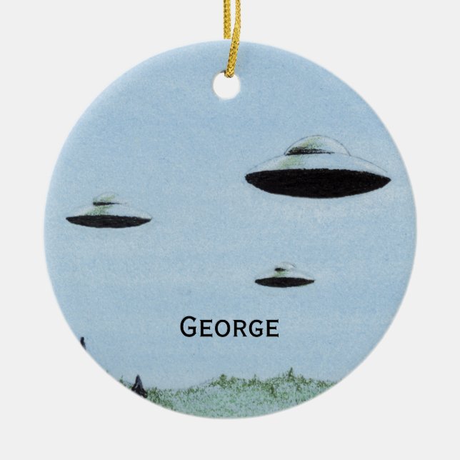 UFO Trio Julgransprydnad Keramik (Framsidan)