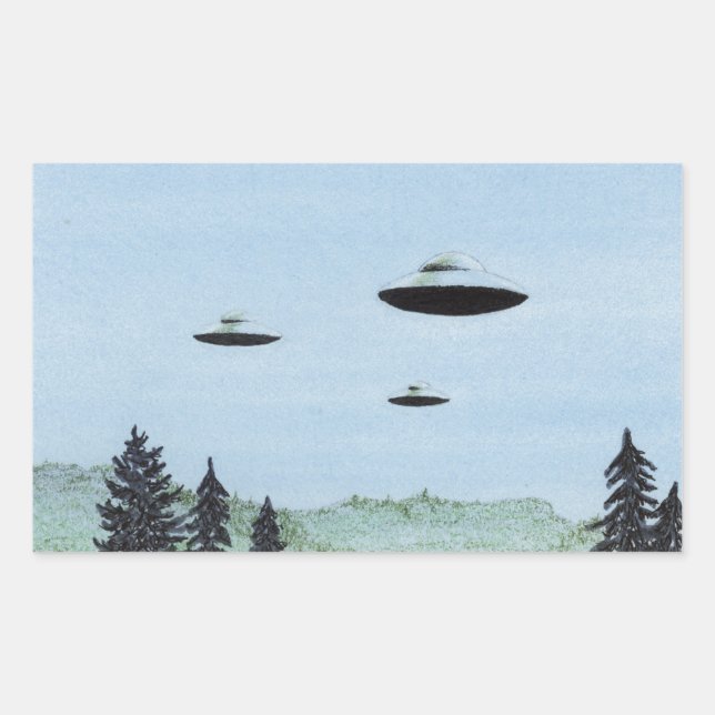 UFO Trio Rektangulärt Klistermärke (Framsida)