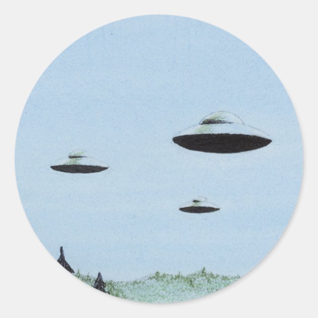 UFO Trio Runt Klistermärke (Framsida)