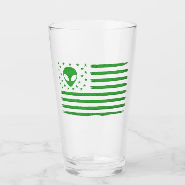 UFO US Flagga Glaskopp (Framsida)