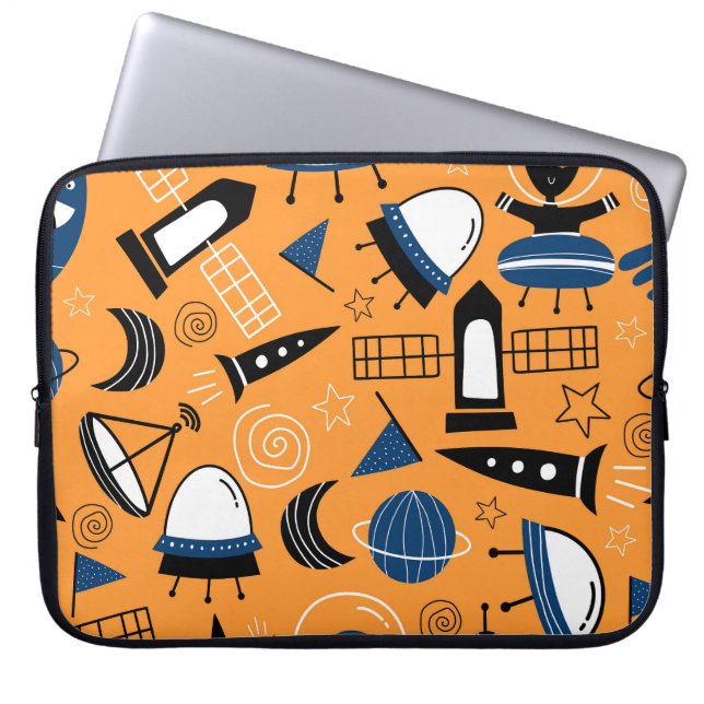UFO-utlänning, rymdskepp, barn mönster Laptop Fodral (Framsidan)