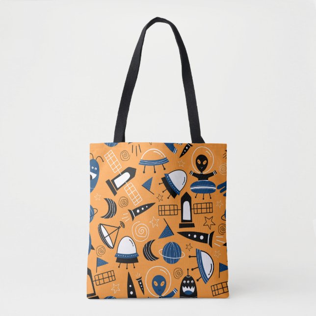 UFO-utlänning, rymdskepp, barn mönster Tygkasse (Framsida)