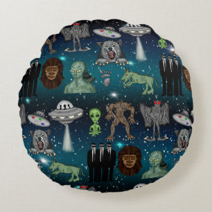 UFO-Utomjordingar Chupacabra Bigfoot Cryptids Rund Kudde