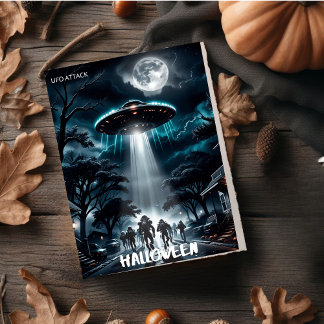 UFO-utomstridingsattack Skräckig Halloween i år Julkort