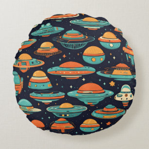 UFO vintage konst Rund Kudde