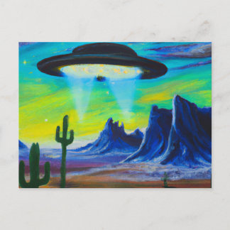 UFO-vykort för färd aucer-deert-målning Vykort