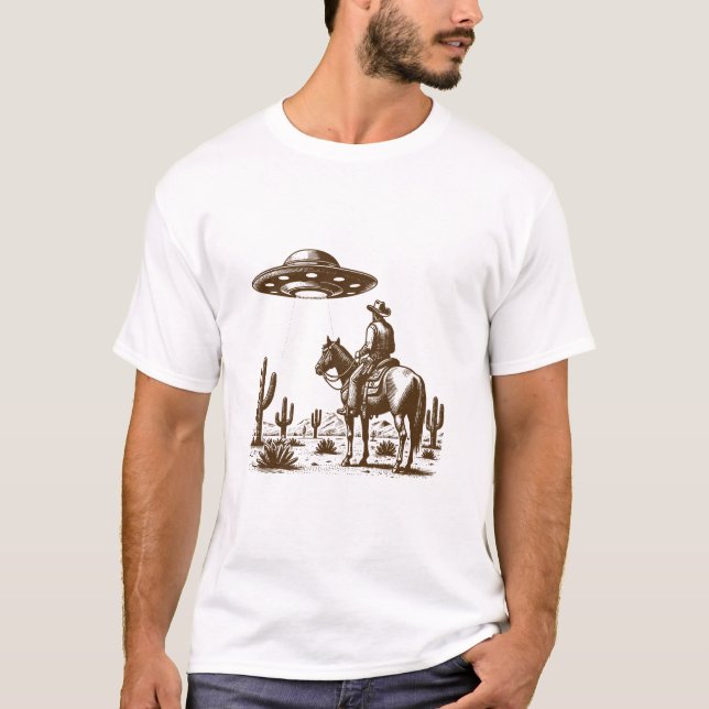 UFO Western Cowboy T Shirt (Framsida)