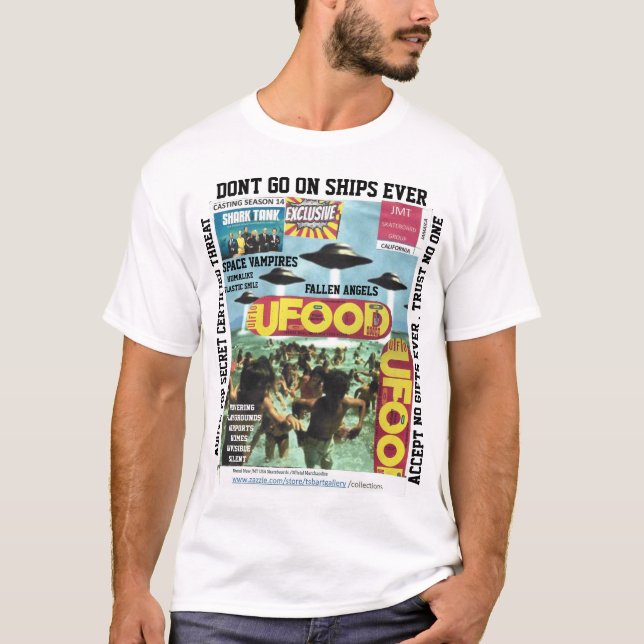 UFOS GÅR PÅ FRAKTASER. Grundläggande Mörk T-Shirt (Framsida)