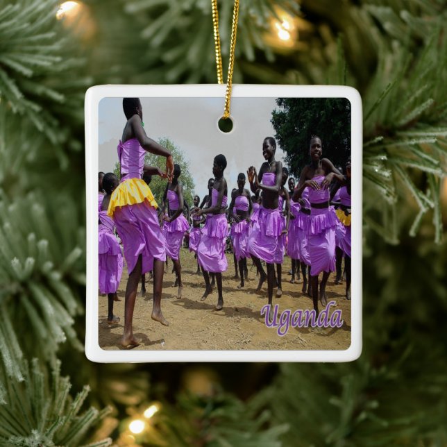 UG004 UGANDA,Cultural Firande, Afrika Julgransprydnad Keramik (Träd)