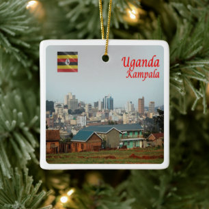 UG005 KAMPALA, Skyline, Uganda, Afrika Julgransprydnad Keramik