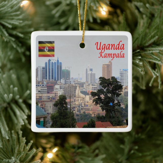 UG006 KAMPALA, Downtown, Uganda, Afrika Julgransprydnad Keramik (Träd)