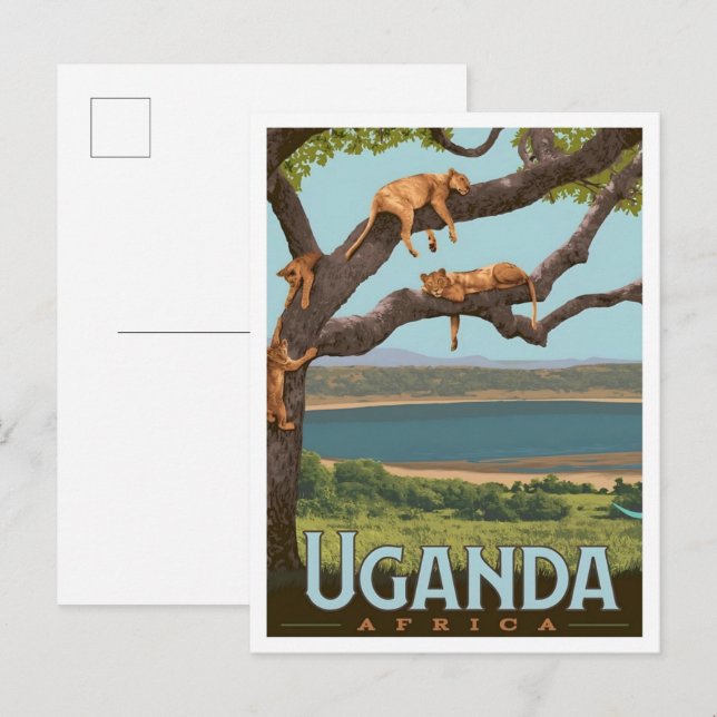 Uganda Afrika Vintage Resa  Vykort (Fram/baksida)