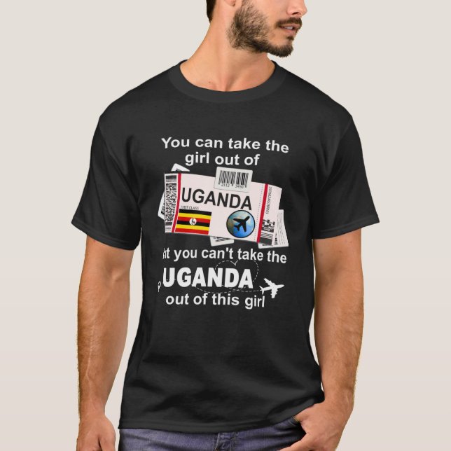 Uganda Boarding Pass  Uganda Girl  Uganda T Shirt (Framsida)