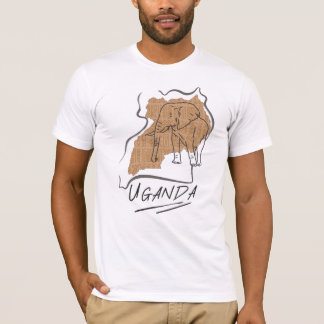 Uganda Elephant Karta Outline T Shirt
