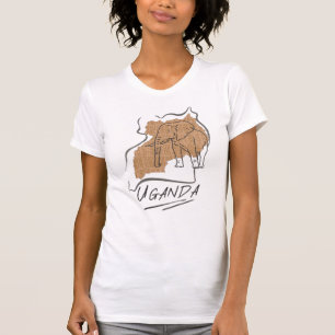 Uganda Elephant Karta Outline T Shirt